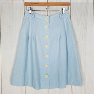 Boden | Baby Blue Button Up A-Line Skirt - Size 8